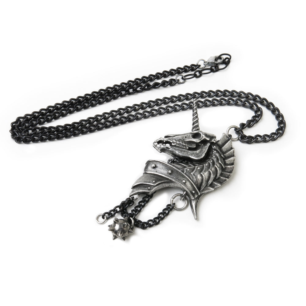 Alchemy Gothic Geistalon Armored Unicorn Skull Pendant P751