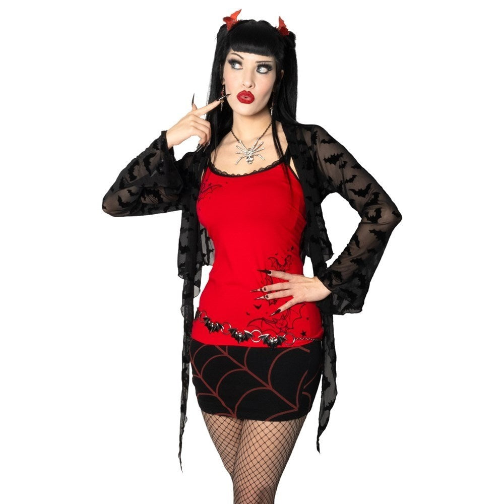 Kreepsville Red Bat Outlines Lace Camisole Top