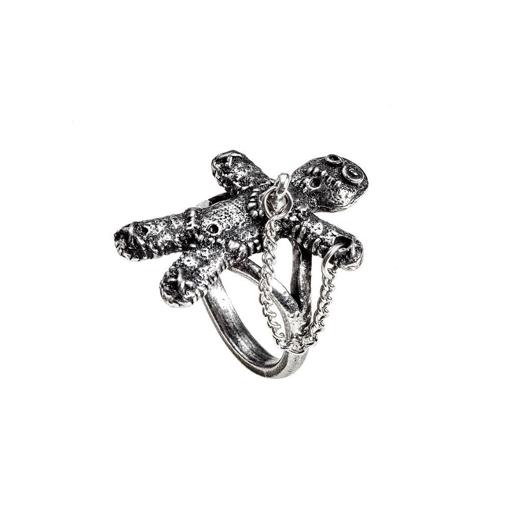 Silver octopus-shaped ring on a white background