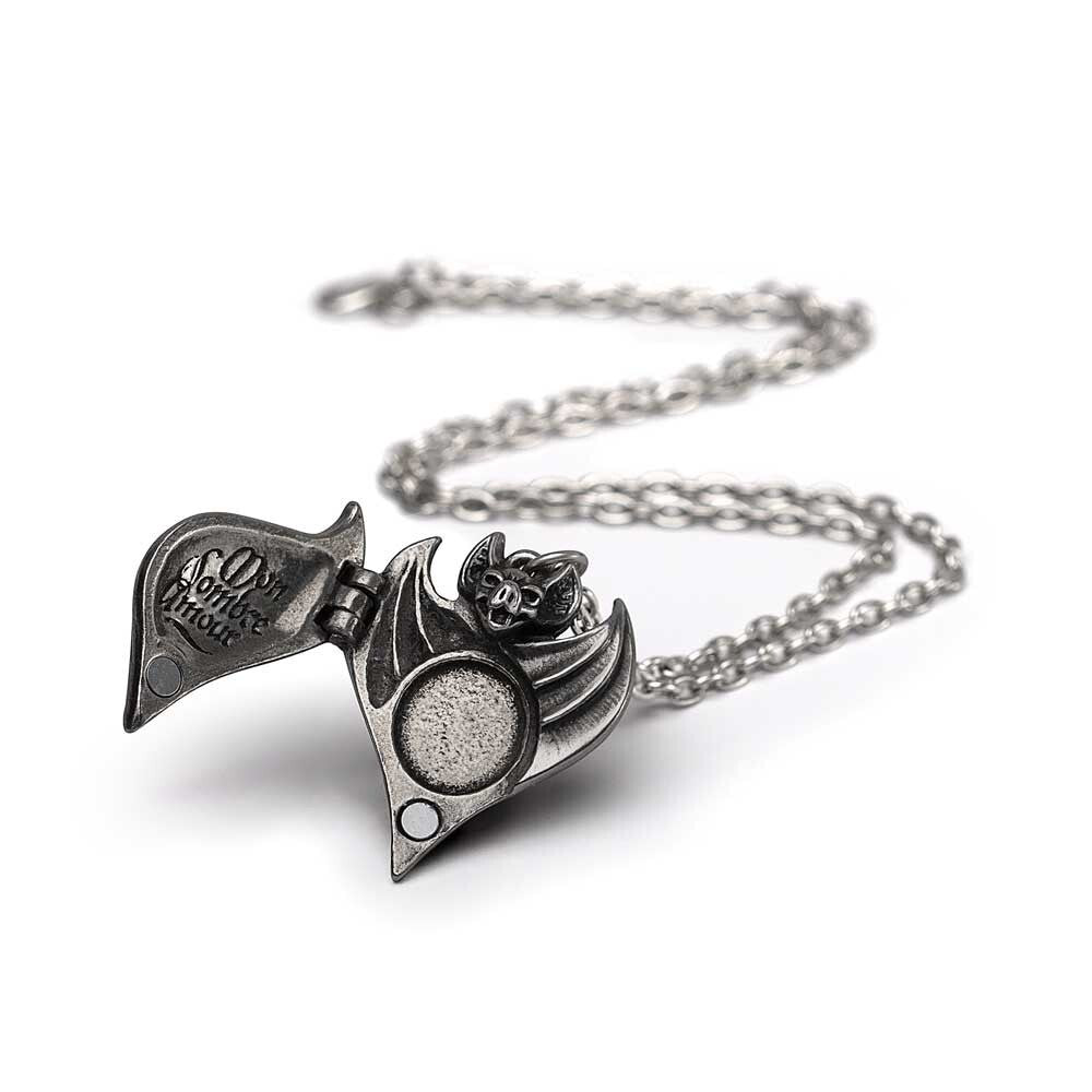 Silver pendant necklace on a white background