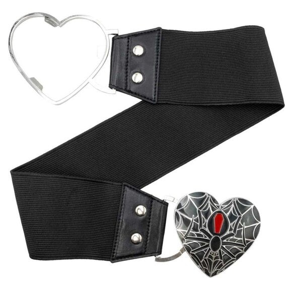 Kreepsville 666 Black Widow Heart Buckle Elastic Waist Belt