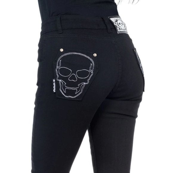 Kreepsville 666 Black Skinny Stretch Jeans Skeleton Bones