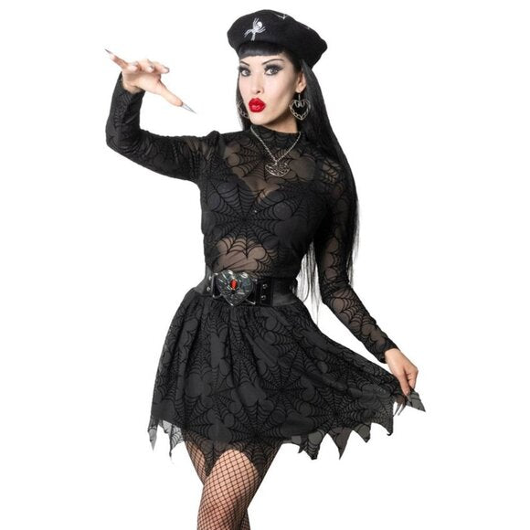 Kreepsville 666 Black Spiderweb Mesh Tutu Mini Skirt
