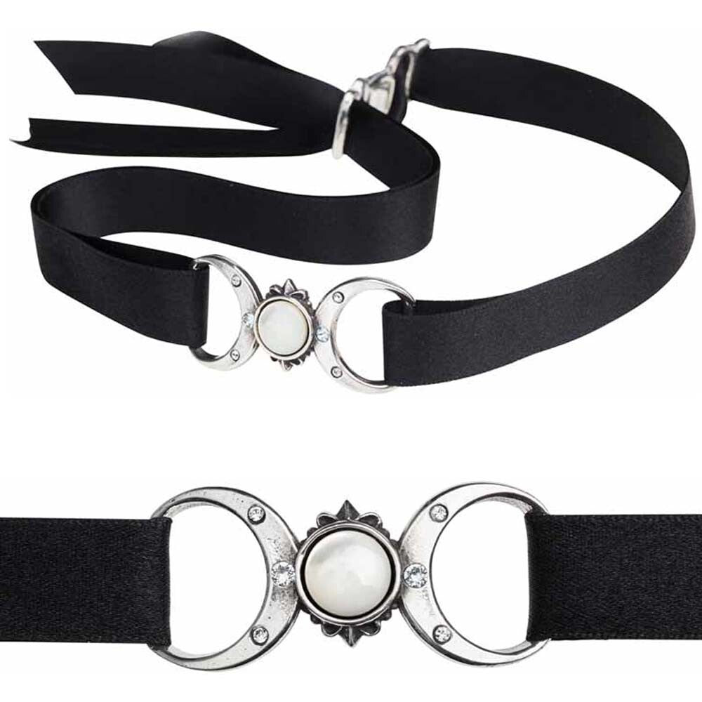 Alchemy Gothic Triple Goddess Ribbon Choker P810