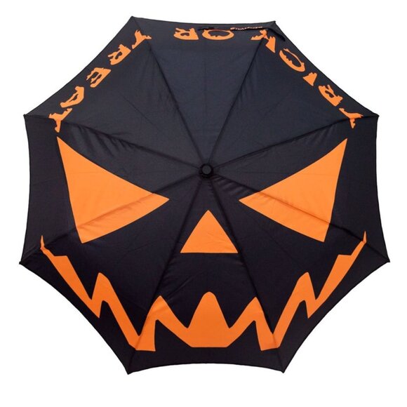 Kreepsville 666 Skull Handle Jackolantern Umbrella