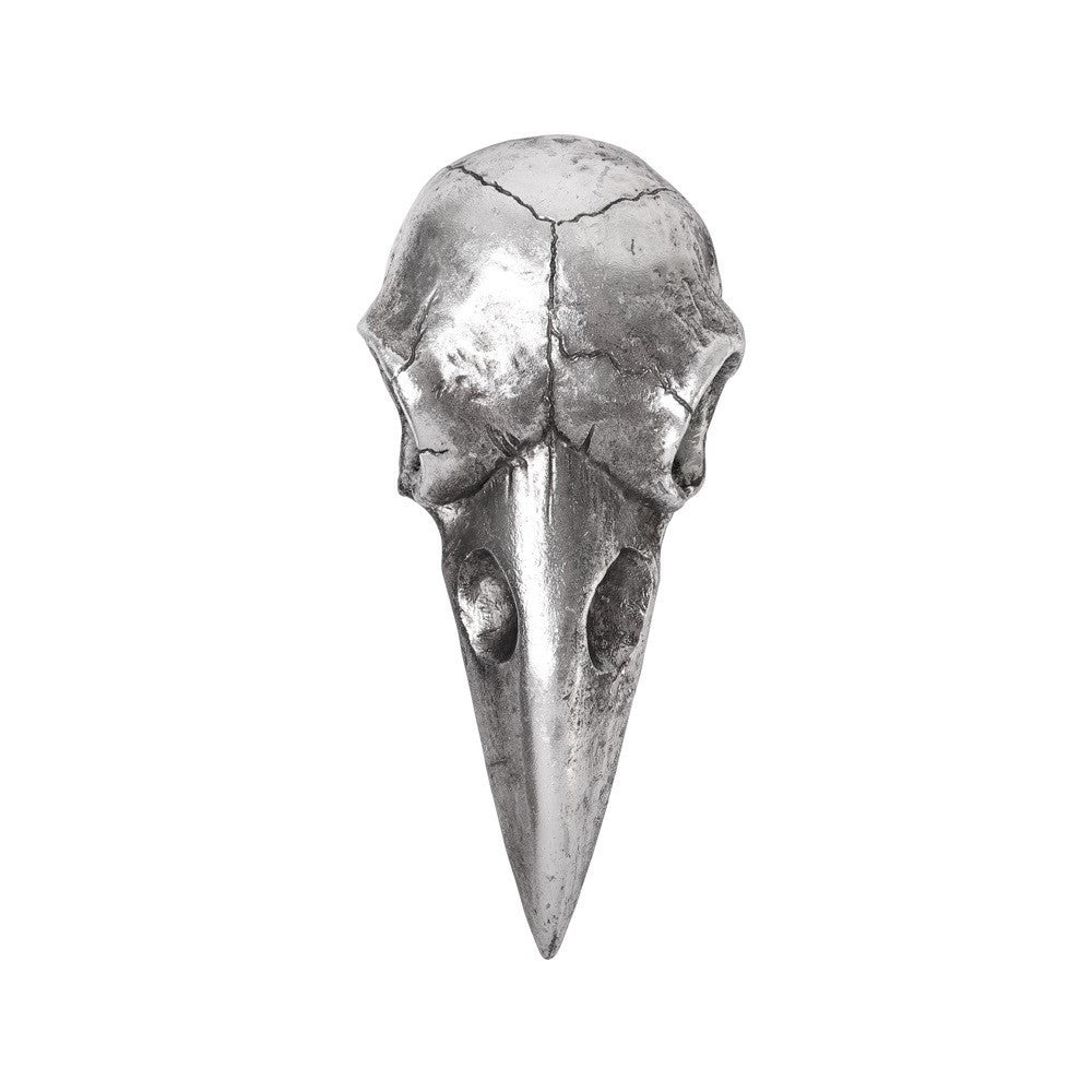Alchemy Gothic Raven Skull Hand Mirror Silver Black V99