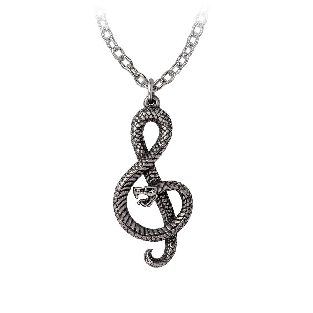 Silver necklace with a unique pendant on a white background