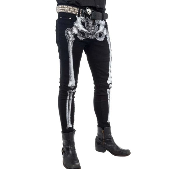 Kreepsville 666 Men's Black Skinny Jeans Skeleton Bones