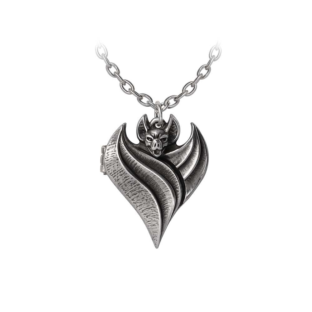 Silver pendant necklace on a white background