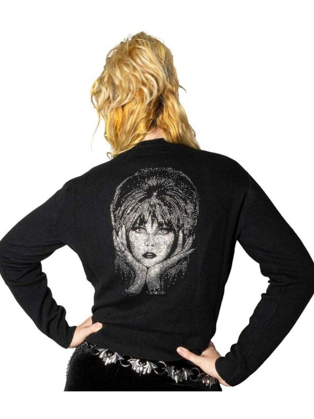 Kreepsville 666 Elivira Rhinestone Button Up Cardigan Sweater