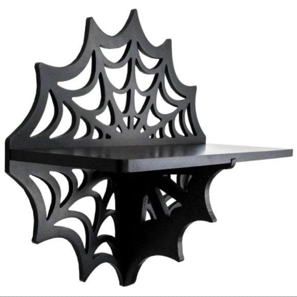 Kreepsville 666 Spiderweb Shelf Black Mini Wall Wooden Shelving Kit