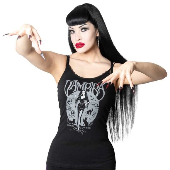 Kreepsville 666 Licensed Vampira Black Lace Camisole Top