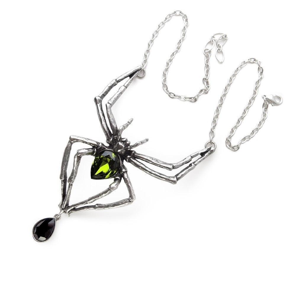 Alchemy Gothic Emerald Venom Spider Pendant Necklace P432