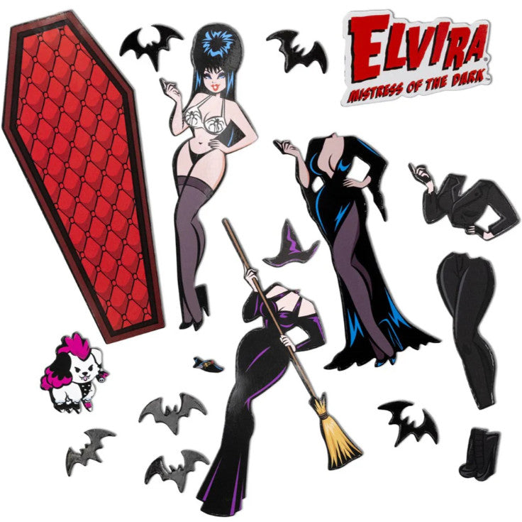 Kreepsville 666 Elvira Mistress of The Dark Coffin Dress Up Magnet Set