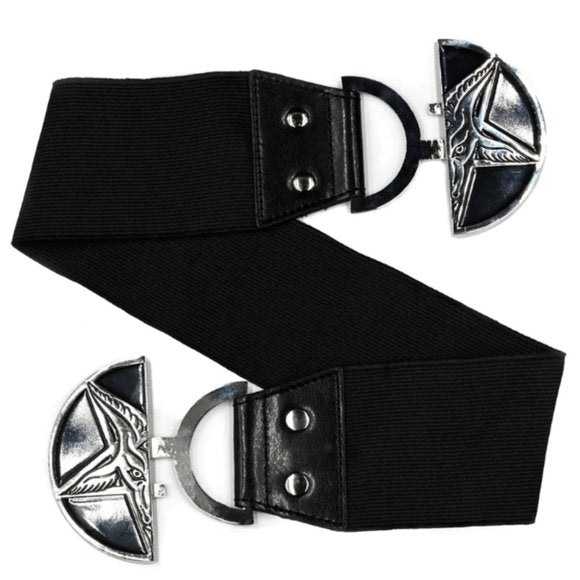 Baphomet Goat Head Black Buckle Elastic Waist Belt