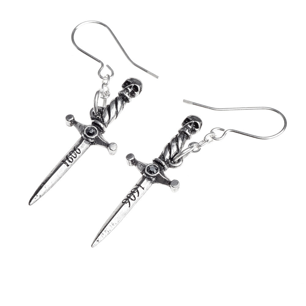 Alchemy Gothic Hand of Macbeth Dagger Earrings E378