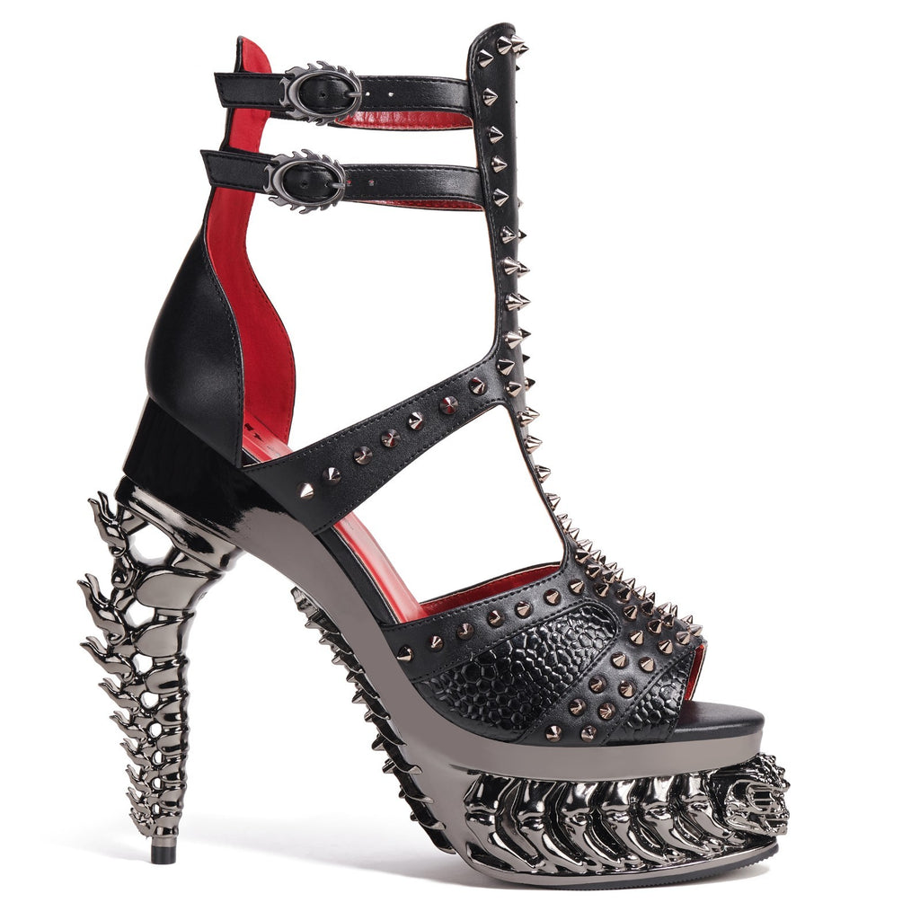 Hades ARKHANE Black Studded Strappy Sandal 5" Heel