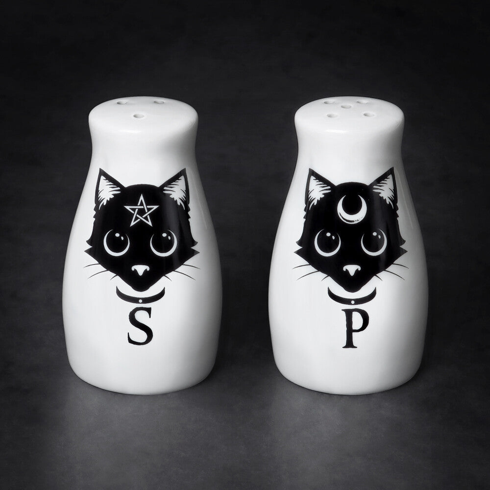 Alchemy Gothic Sacred Black Cat Salt Pepper Shakers MRSP3