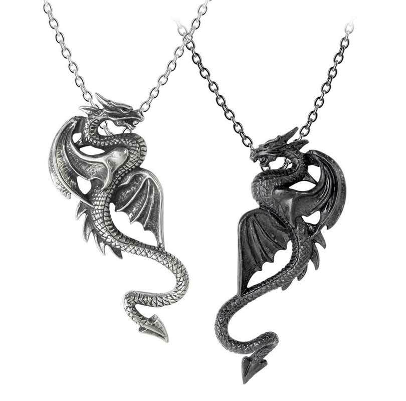 Alchemy Gothic Draconic Tryst Pendant 2 in 1 Necklaces P811