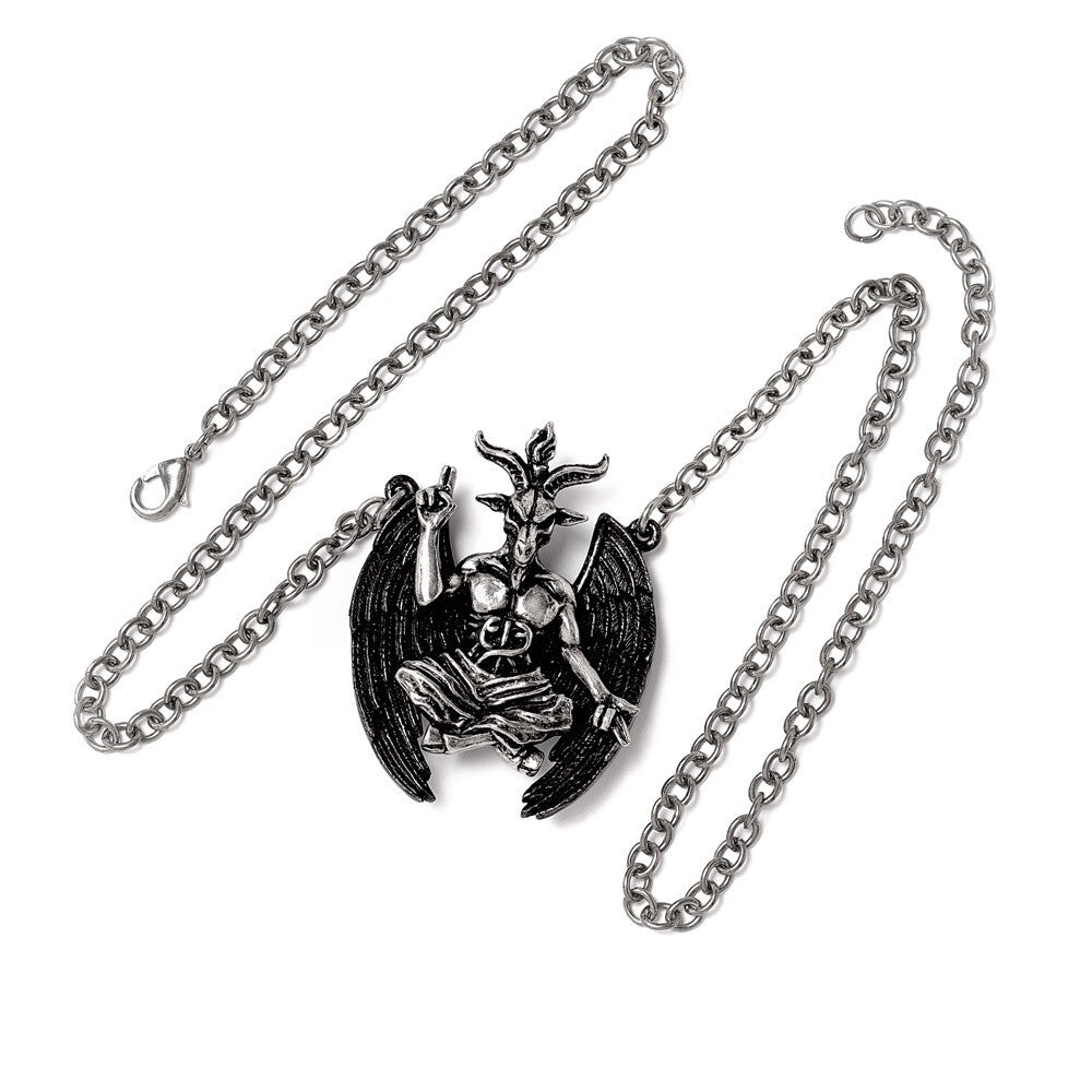 Metallic pendant with chain on a white background
