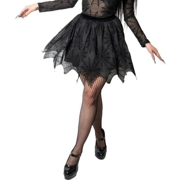 Kreepsville 666 Black Spiderweb Mesh Tutu Mini Skirt