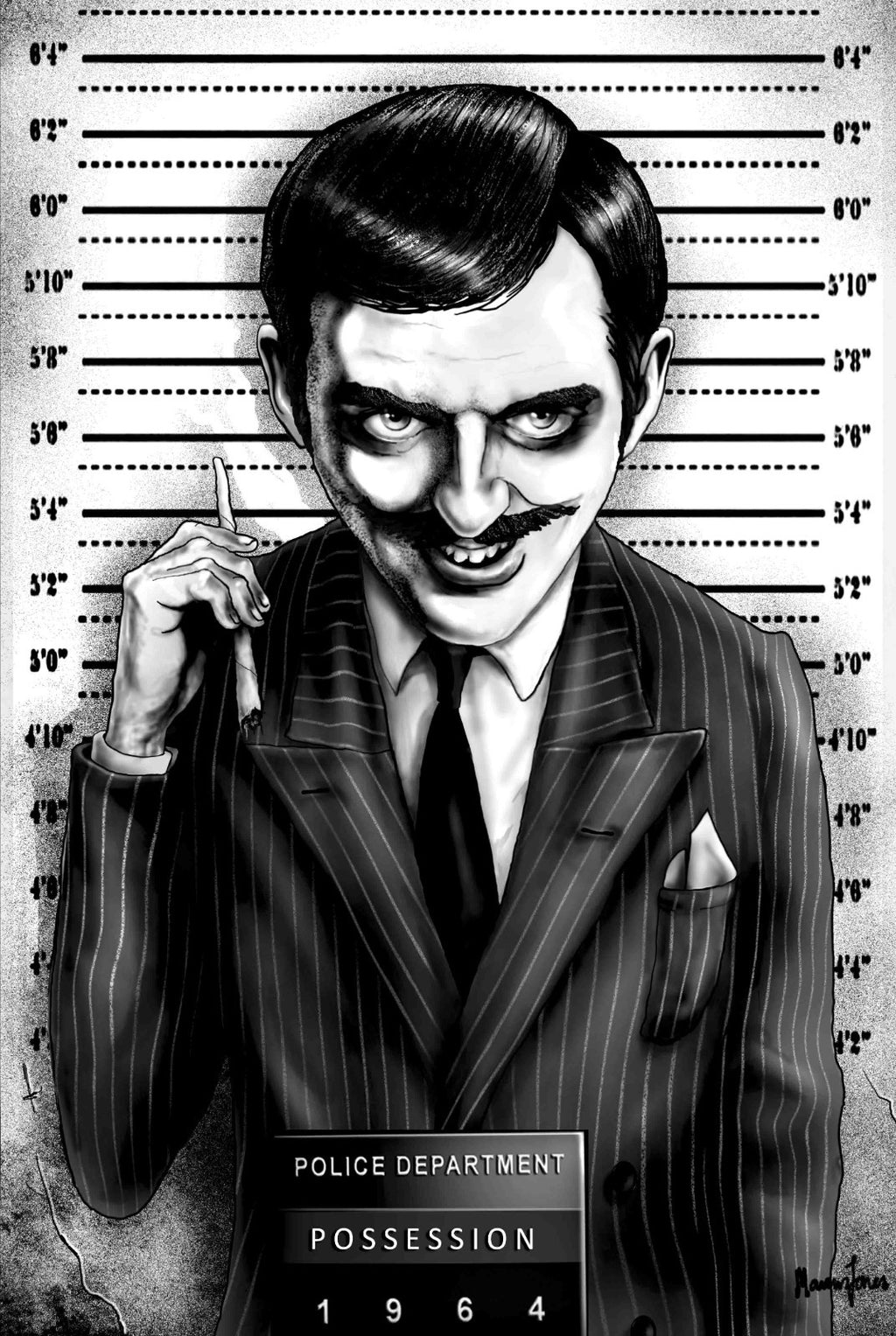 Lowbrow Art Gomez Mugshot Black Tee