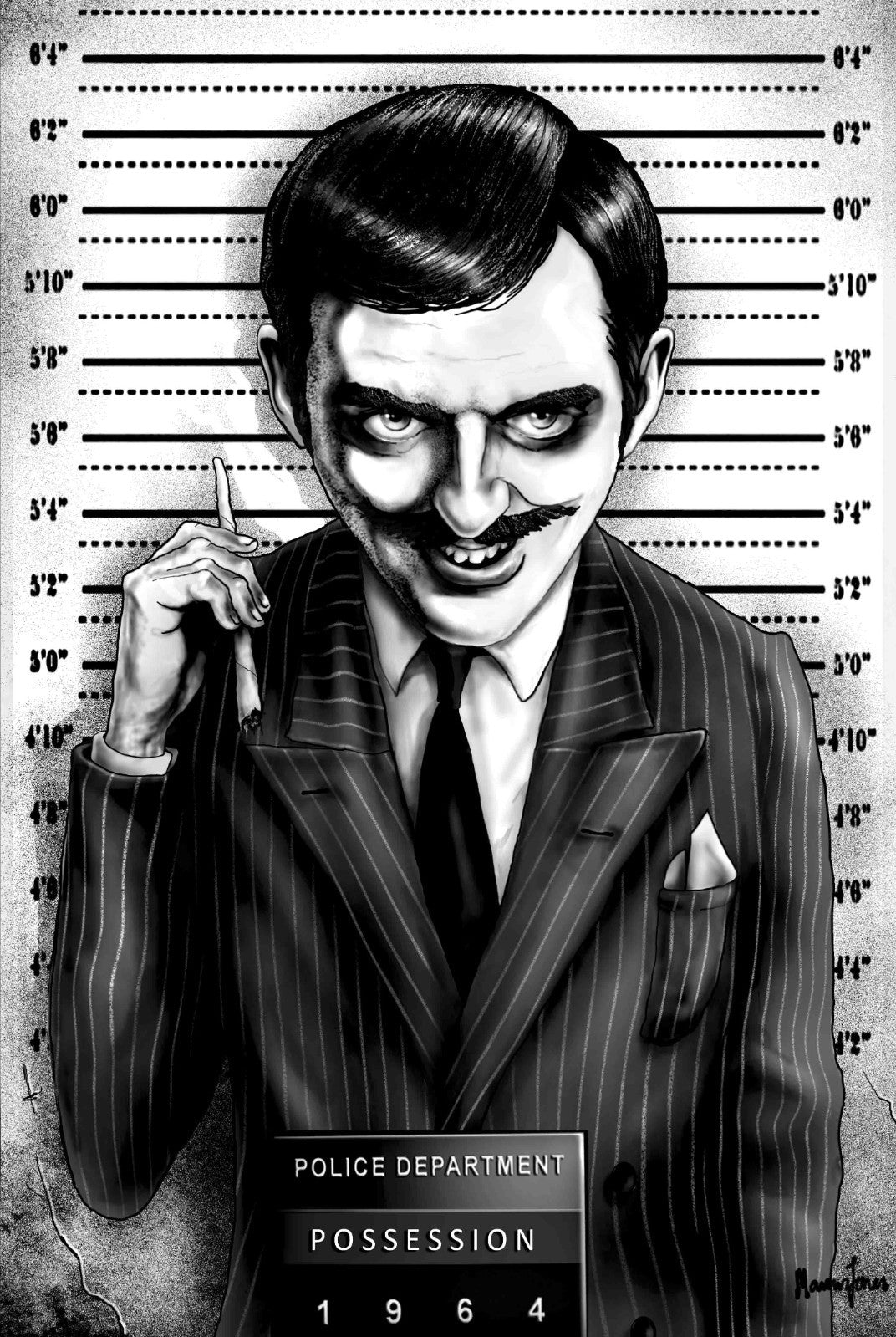 Lowbrow Art Gomez Mugshot Black Tee