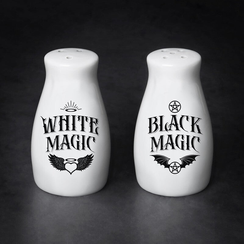 Alchemy Gothic White Magic Black Magic Salt Pepper Shakers MRSP4