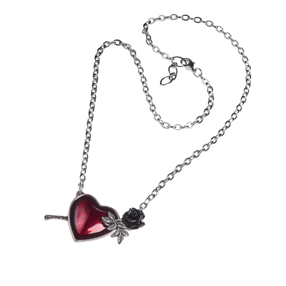 Alchemy Gothic Wounded By Love Red Heart Necklace P848