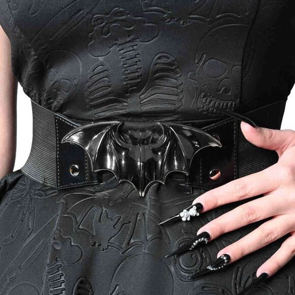 Kreepsville 666 Black Bat Buckle Elastic Waist Belt