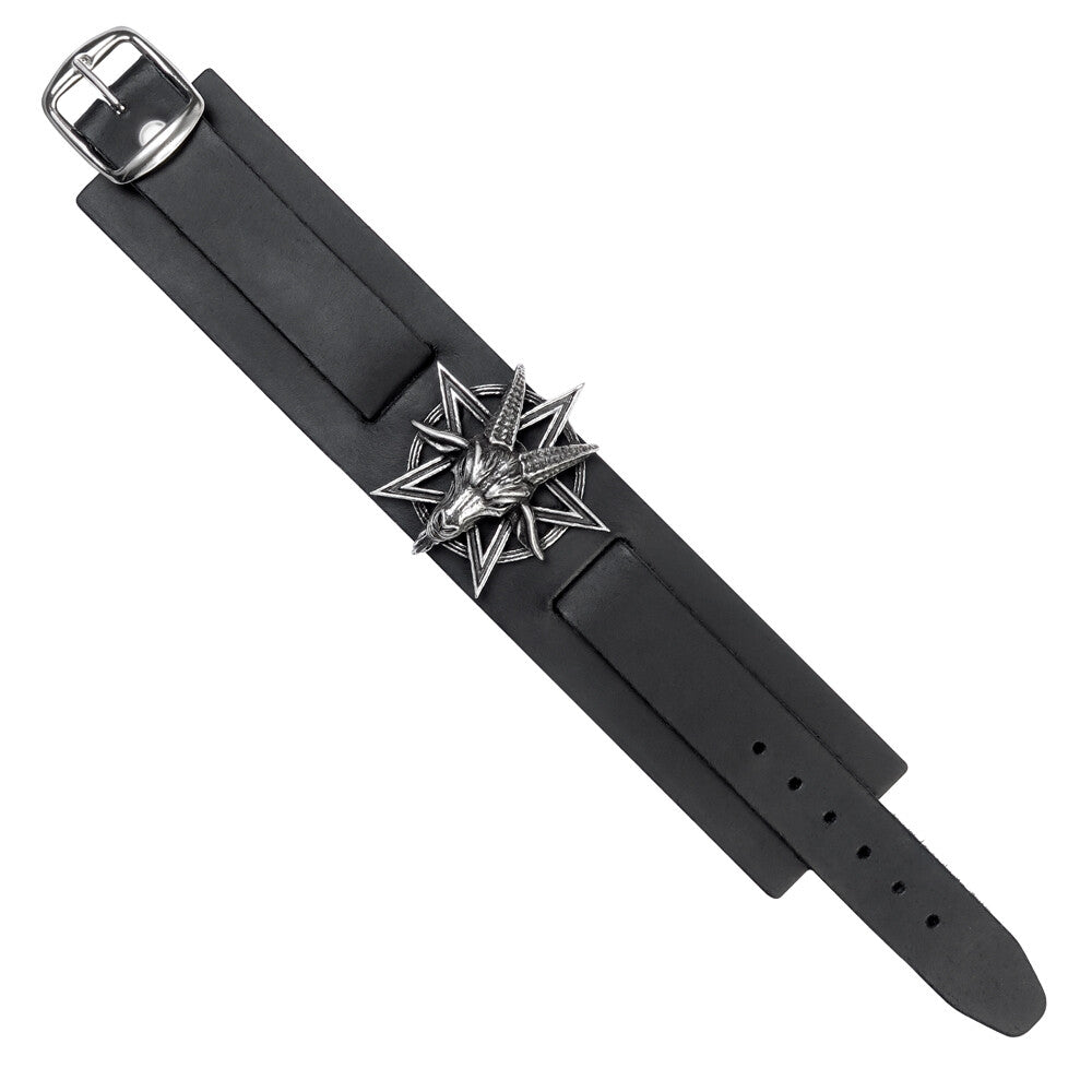 Black watch strap with metallic star design on a white background
