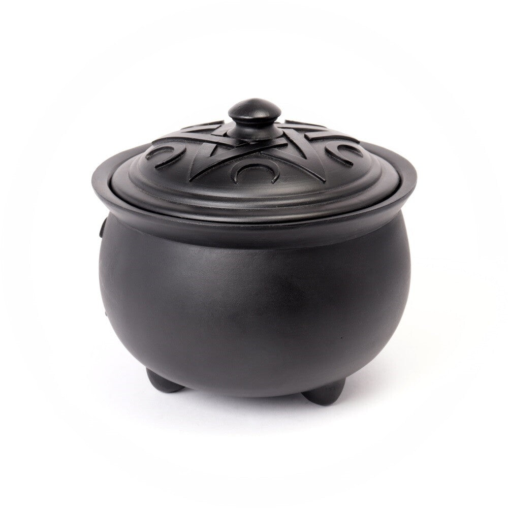 Alchemy Gothic Triple Moon Cauldron Lidded Pot V107