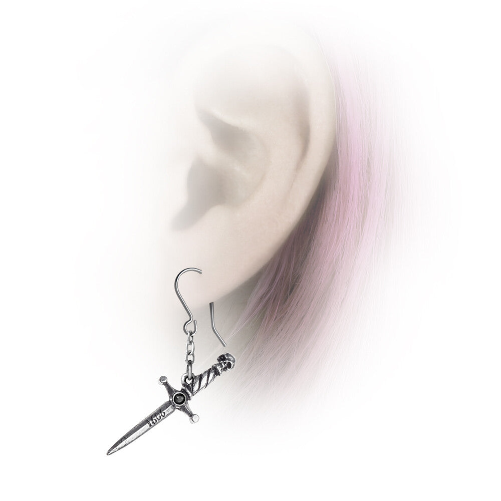 Alchemy Gothic Hand of Macbeth Dagger Earrings E378