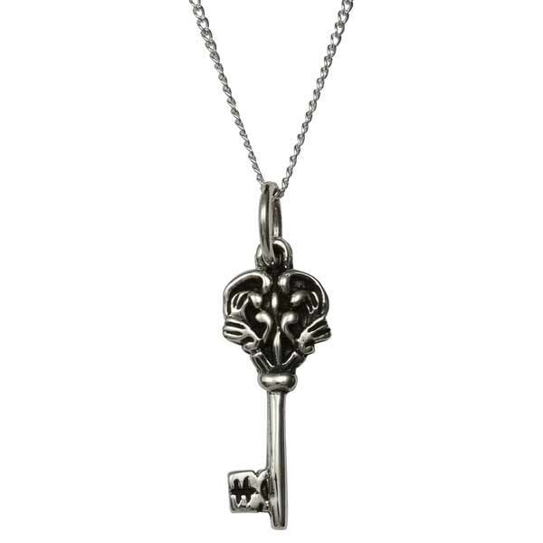 Femme Metale Tiny Skeleton Key Fine Sterling Silver Pendant