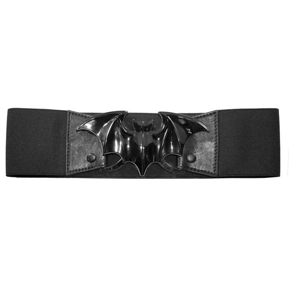 Kreepsville 666 Black Bat Buckle Elastic Waist Belt