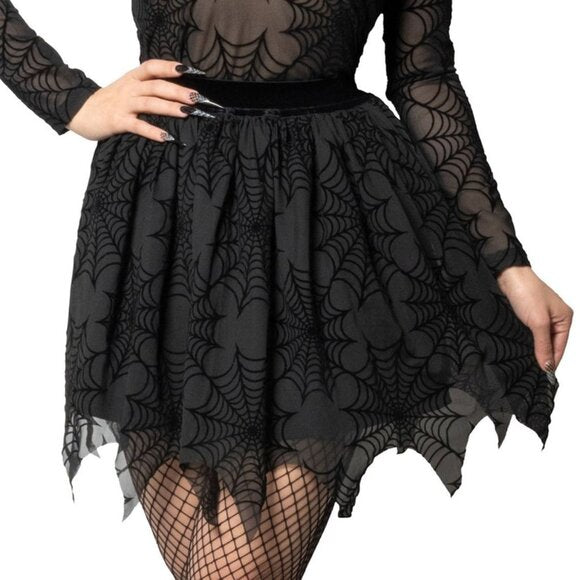 Kreepsville 666 Black Spiderweb Mesh Tutu Mini Skirt