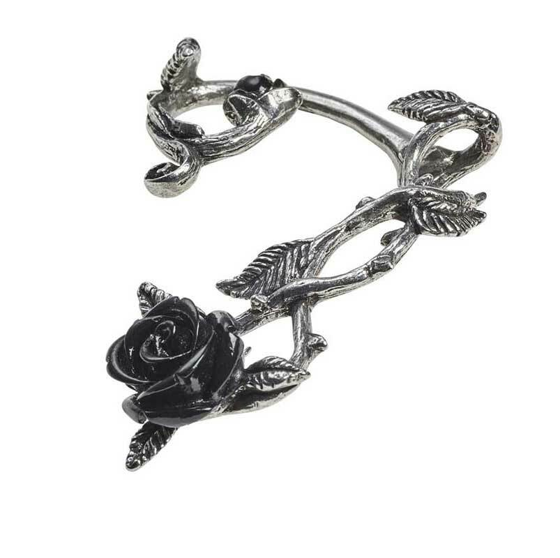 Alchemy Gothic Romantic Black Rose Left Ear Ear Wrap E410