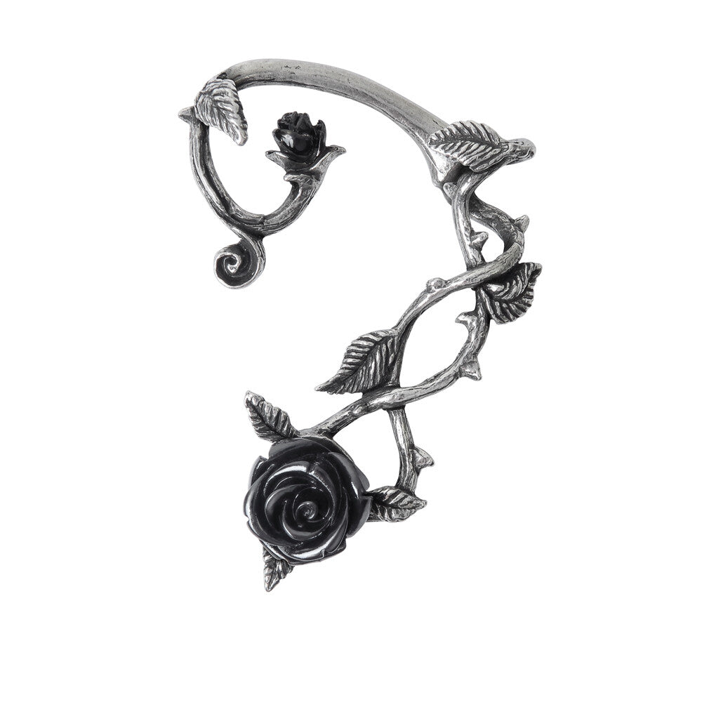 Alchemy Gothic Romantic Black Rose Left Ear Ear Wrap E410