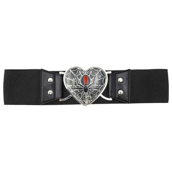 Kreepsville 666 Black Widow Heart Buckle Elastic Waist Belt
