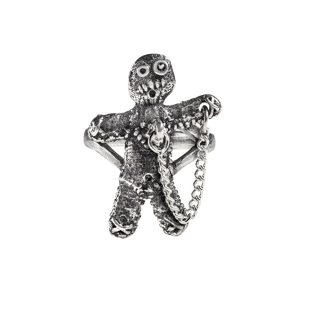 Silver skeleton keychain on a white background