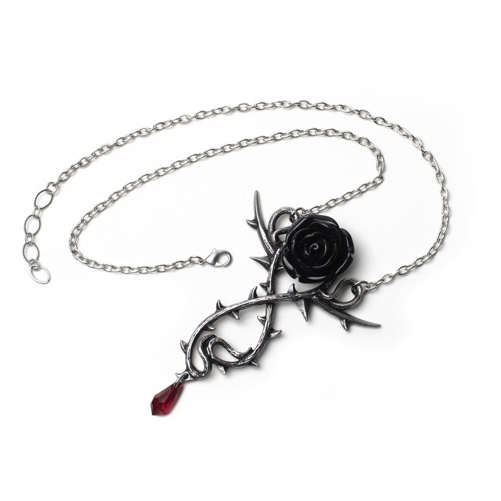 Alchemy Gothic Carpathian Black Rose Necklace P928