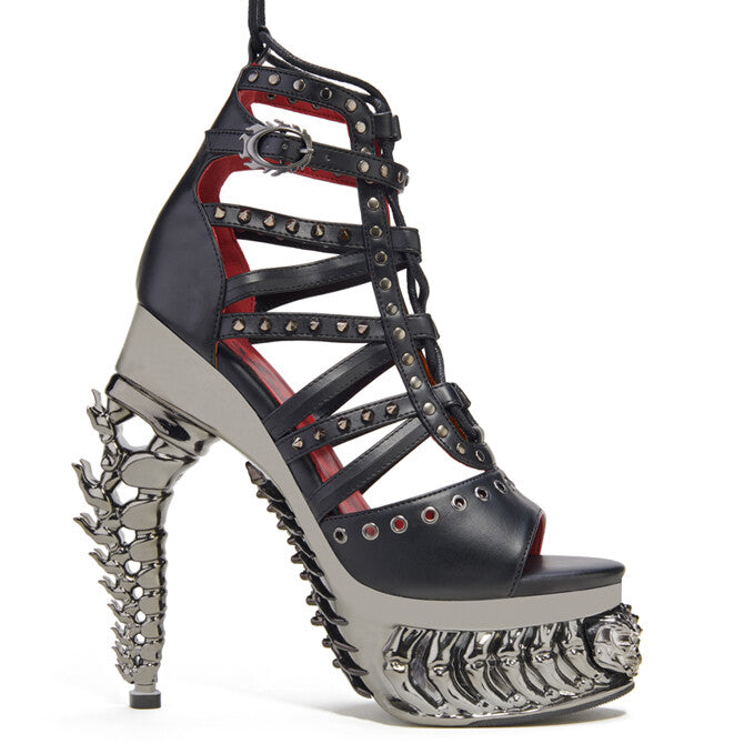 Hades MORANA Black Sandal 5" Metallic Reptile Heel 6-12