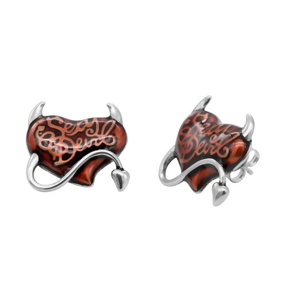 Controse Sexy Devil Red Heart Earrings