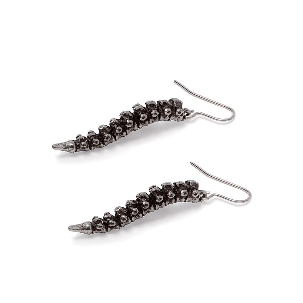 Alchemy Gothic Spine Bones Earrings Pewter E497
