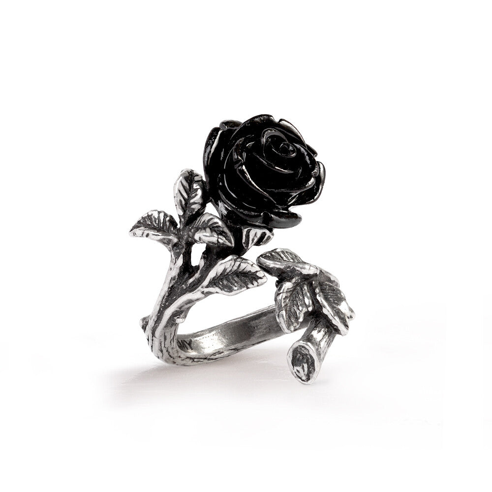 Alchemy Gothic Wild Black Rose Wrap Ring R241
