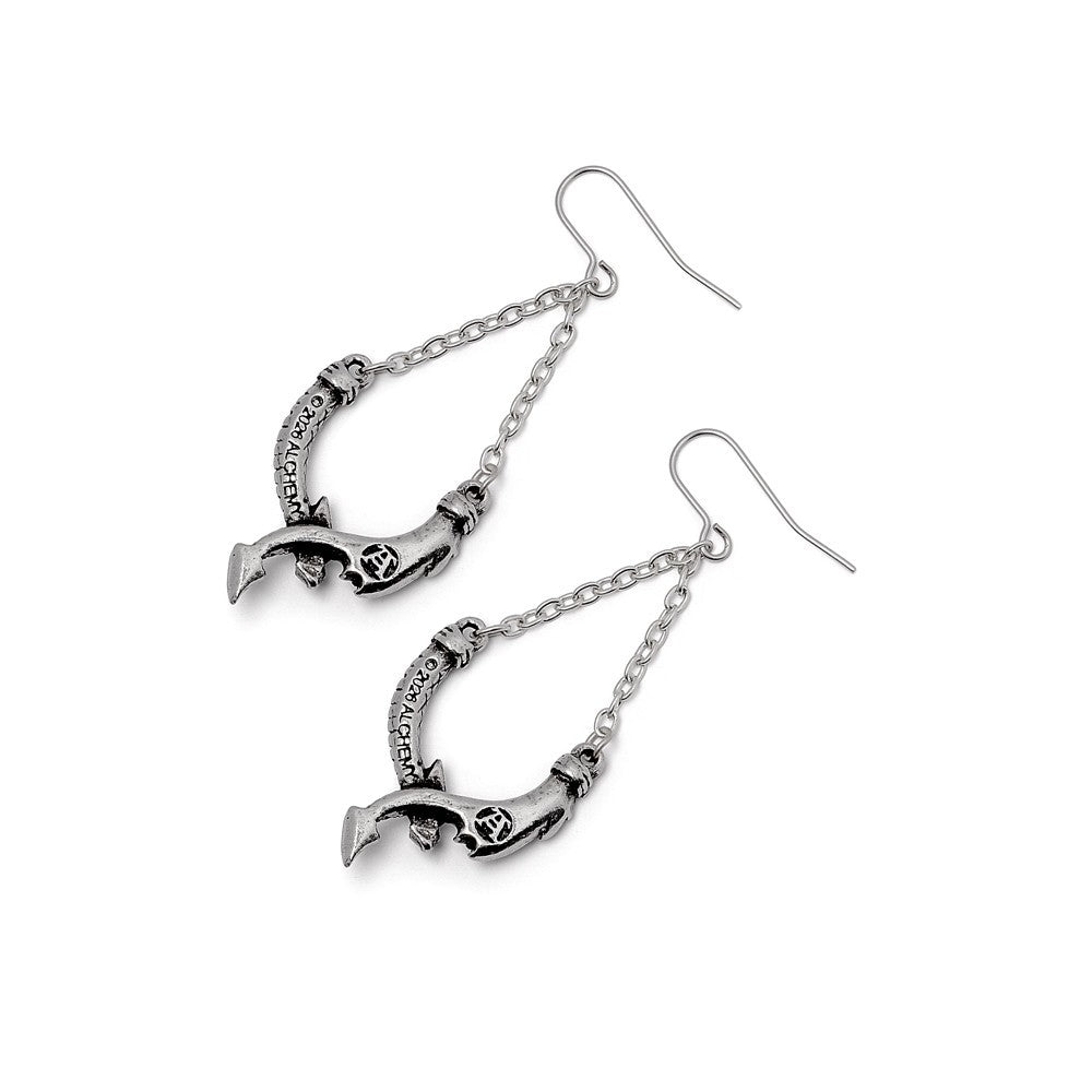 Alchemy Gothic Dragon's Lure Chain Earrings E498