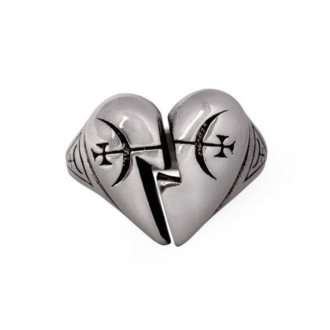 Alchemy Gothic Broken Promise Heart Adjustable Ring R258