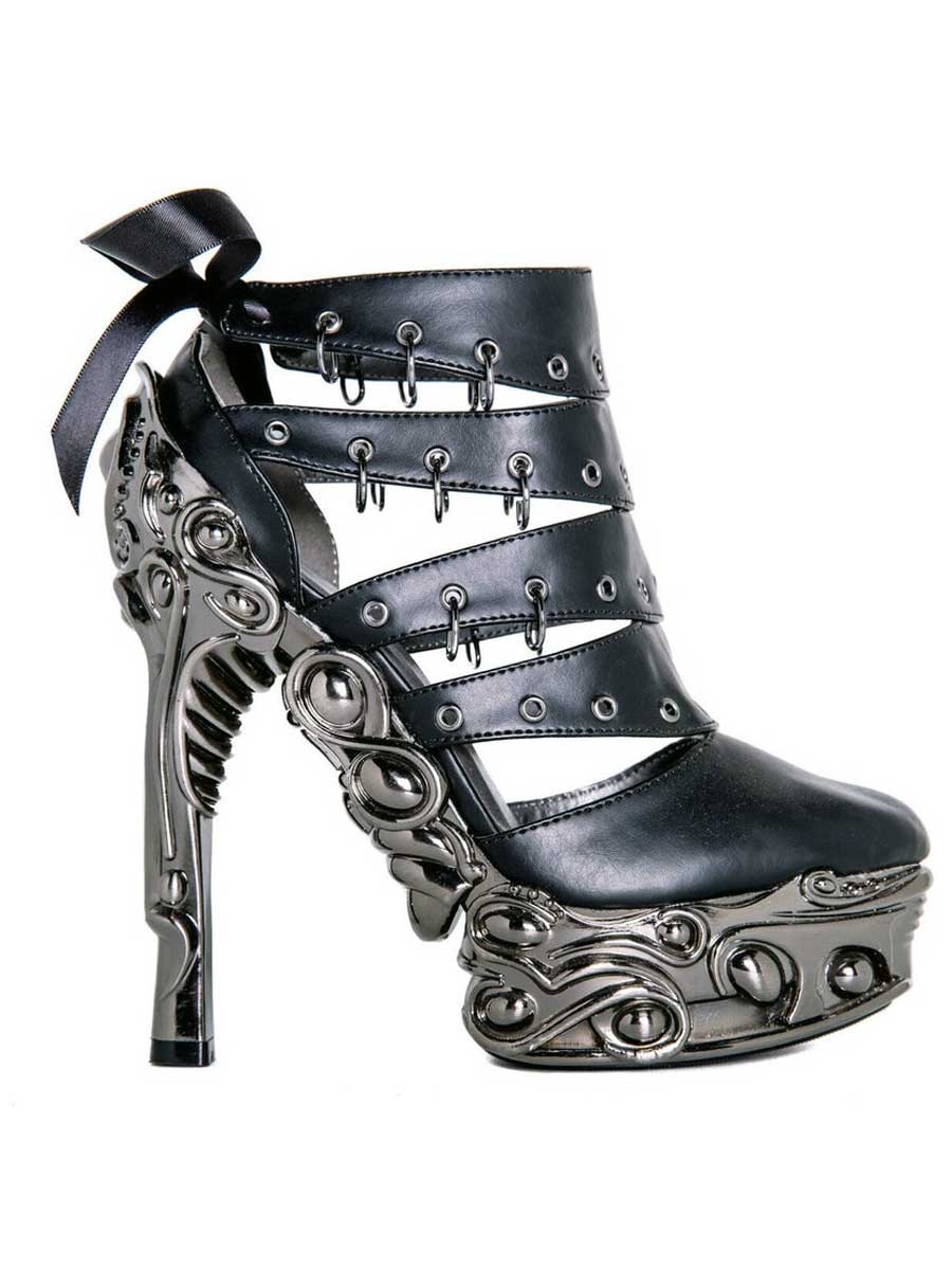 Hades KATO Black Peekaboo Booties 6" High Ornate Heels