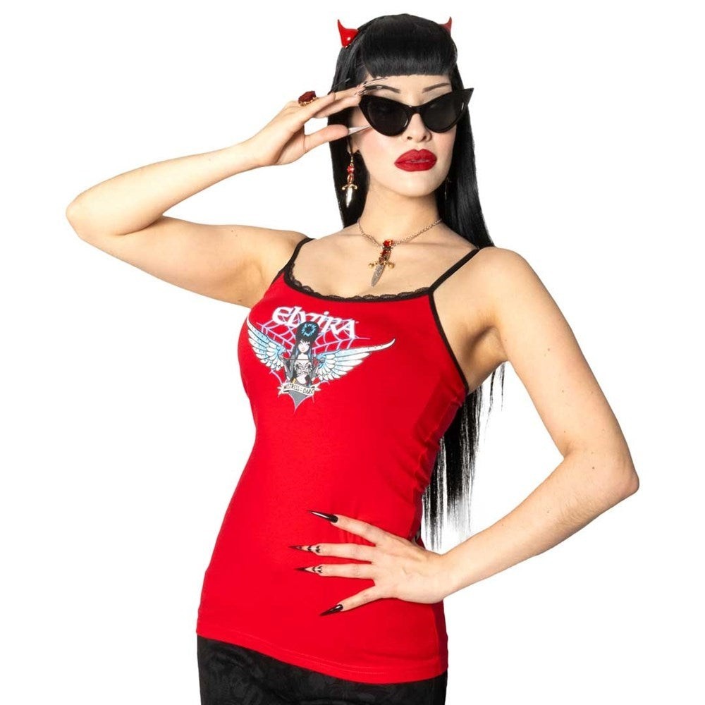 Kreepsville Red Elvira Wings Lace Camisole Top