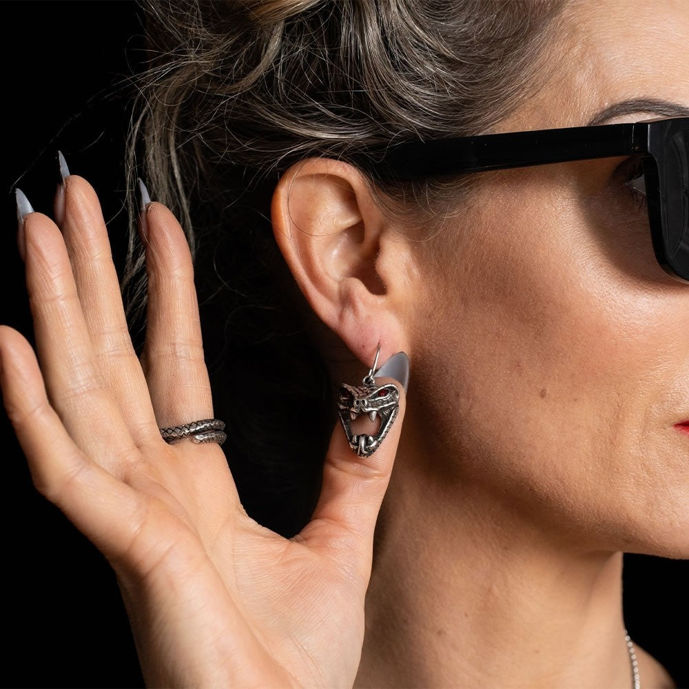 Alchemy Gothic Snake Bite Naeddre Earrings E495